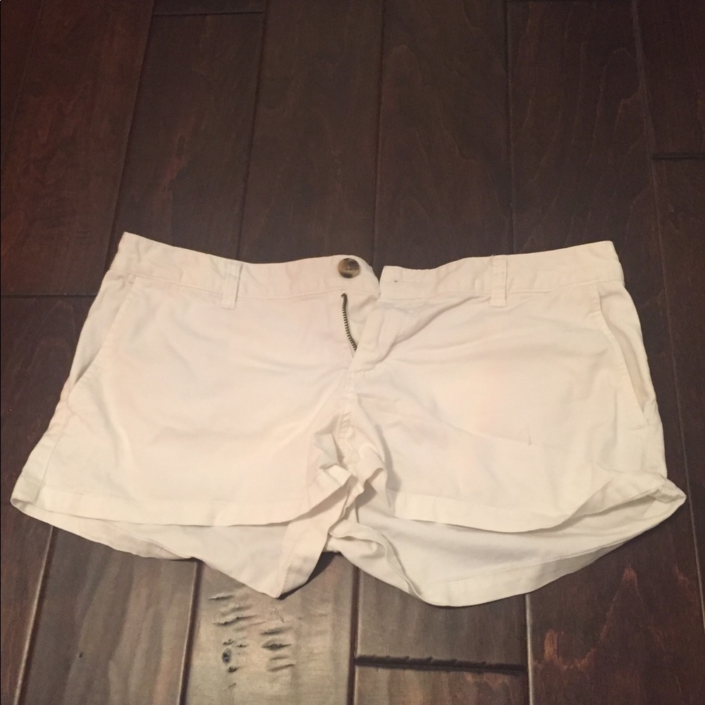 White Midi Rise Shorts